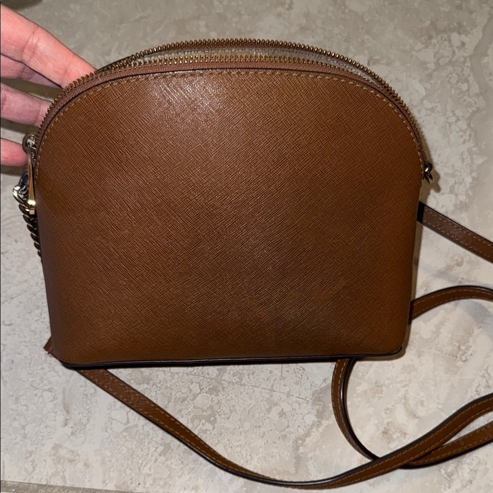 Michael Kors Brown Leather Crossbody Bag with Chain Strap - Picture 3 of 5